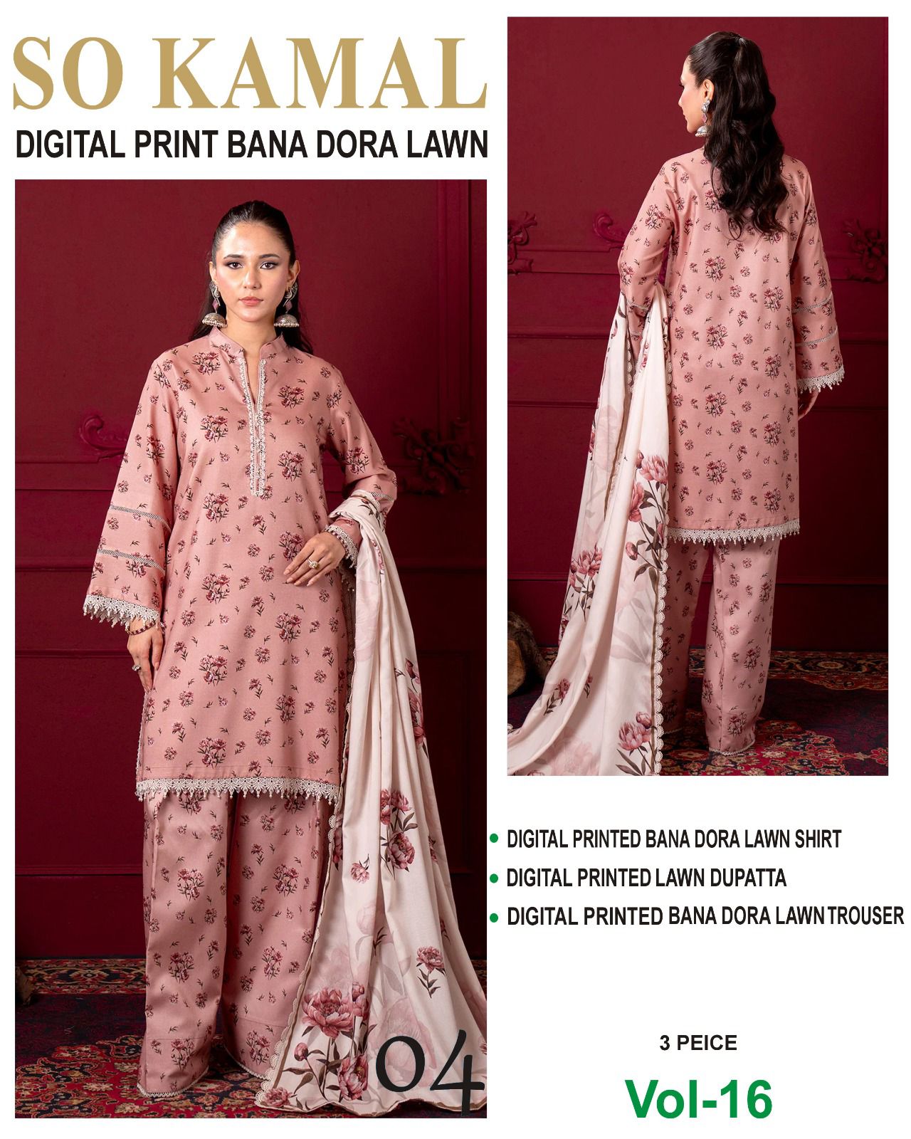 So Kamal BANA DORA LAWN – Digital Printed 3PC Suit