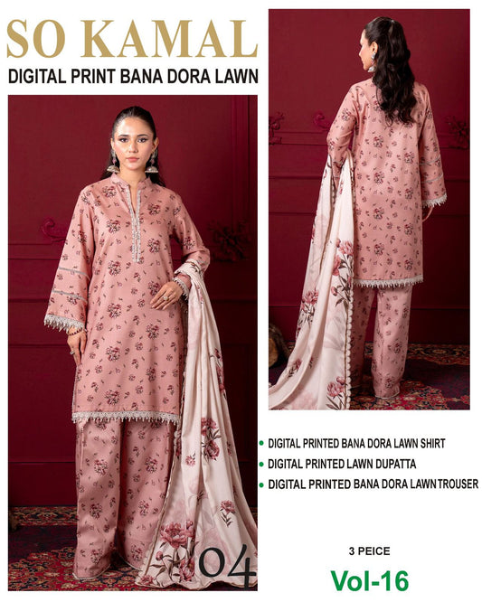 So Kamal BANA DORA LAWN – Digital Printed 3PC Suit