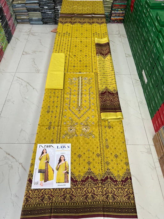 Summer Luxury Lawn – EMB Suit with Chiffon Dupatta
