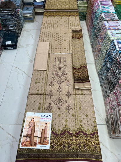 Summer Luxury Lawn – EMB Suit with Chiffon Dupatta