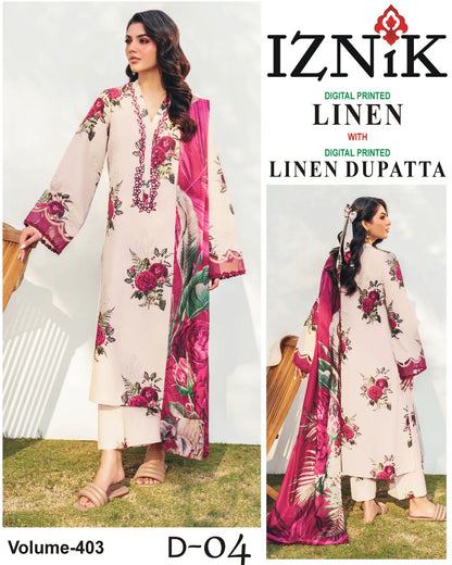 IZNIK LINEN Digital Printed 3PC