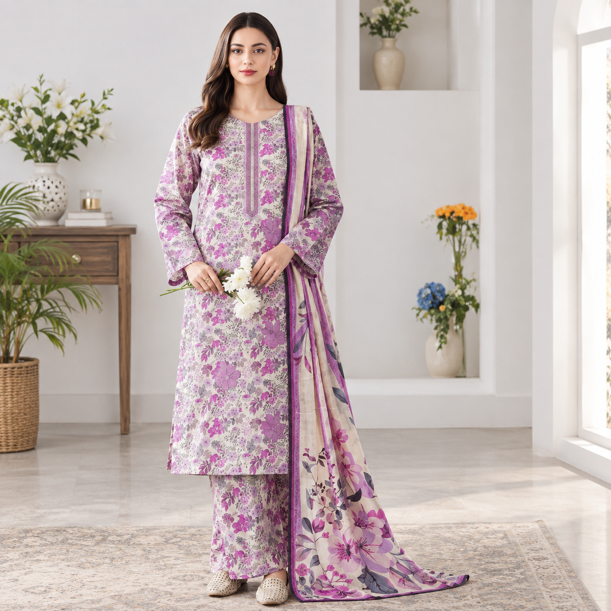 Basic Embroidered Linen collection 3PC