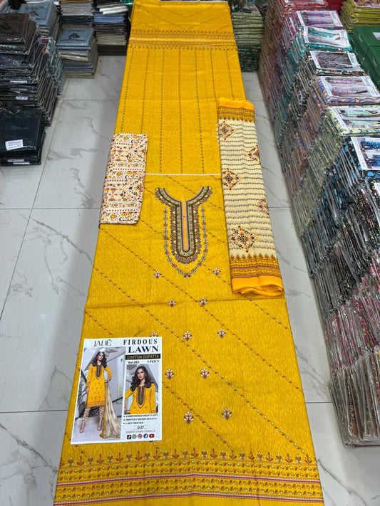 Summer Luxury Lawn – EMB Suit with Chiffon Dupatta