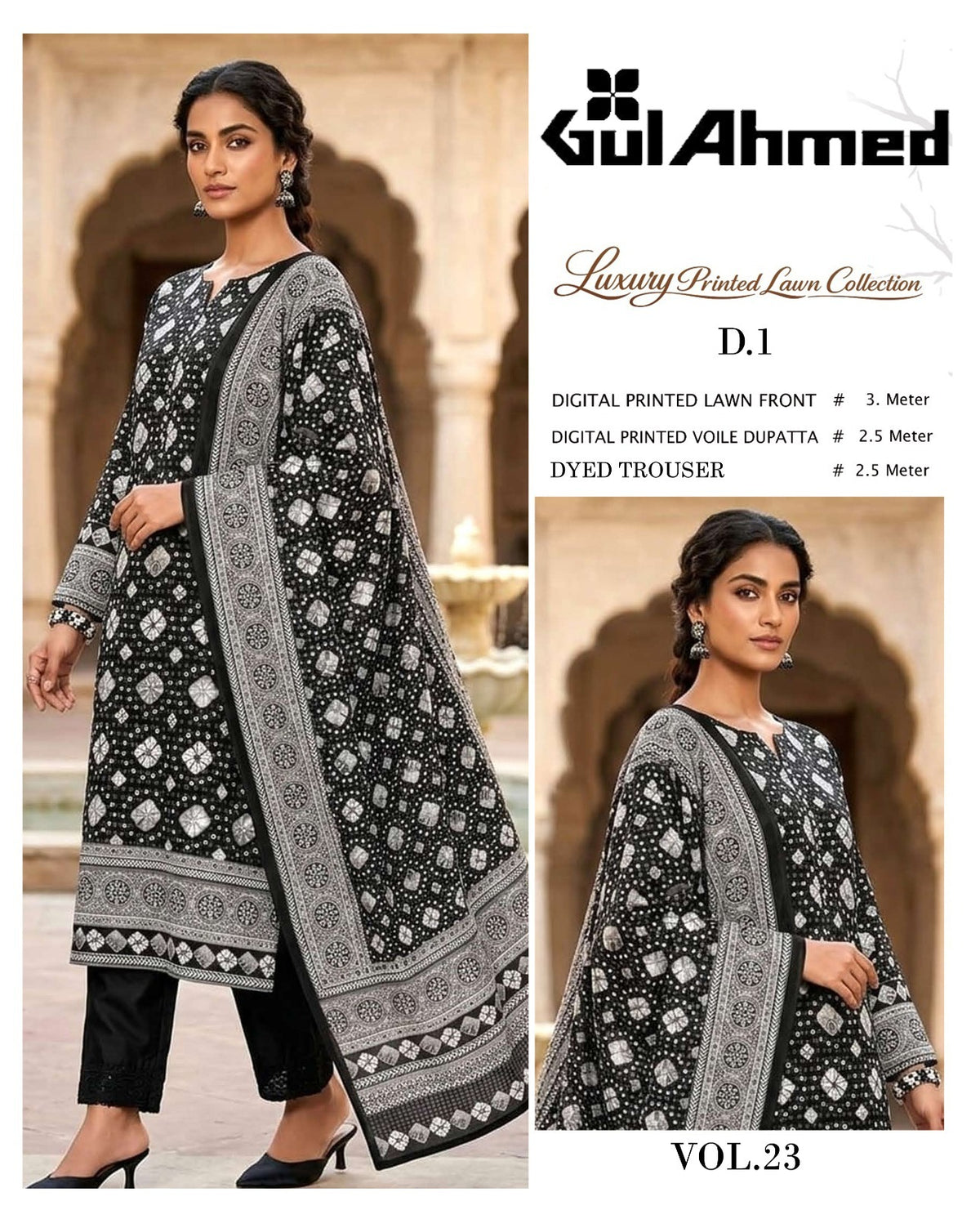Black Series Lawn 3 Piece With Lawn dupatta