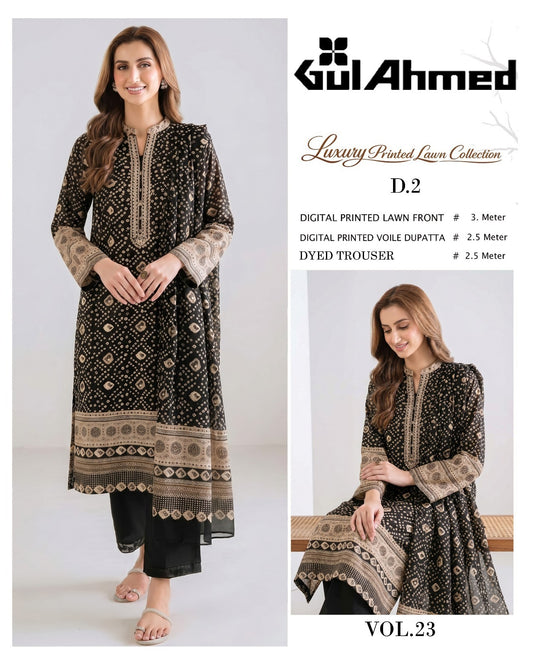 Black Series Lawn 3 Piece With Lawn dupatta