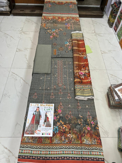 Safa Marwa Original Lawn 3-PC Embroidered Collection