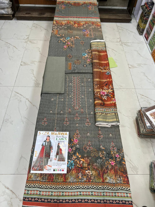 Safa Marwa Original Lawn 3-PC Embroidered Collection
