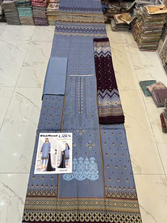 Summer Luxury Lawn – EMB Suit with Chiffon Dupatta
