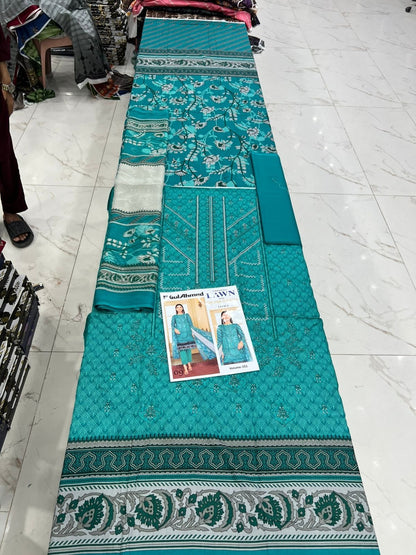 Summer Luxury Lawn – EMB Suit with Chiffon Dupatta