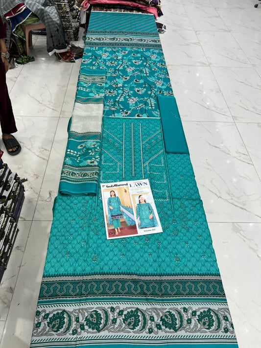 Summer Luxury Lawn – EMB Suit with Chiffon Dupatta