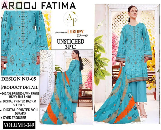 Arooj Fatima Lawn EMB 3PC – Luxury Summer Wear