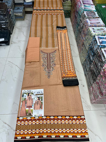 Luxury EMB Lawn 3PC with Chiffon Dupatta – Summer Edition