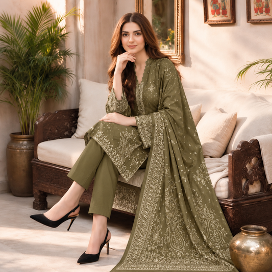 GUL-E-JAAN MARINA WOOL PRINTED 3PC