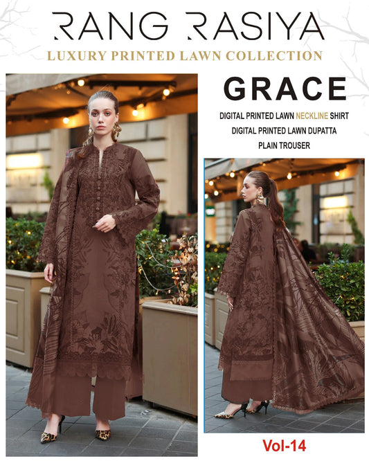 Grace 3PC Printed Lawn With Lawn Dupatta