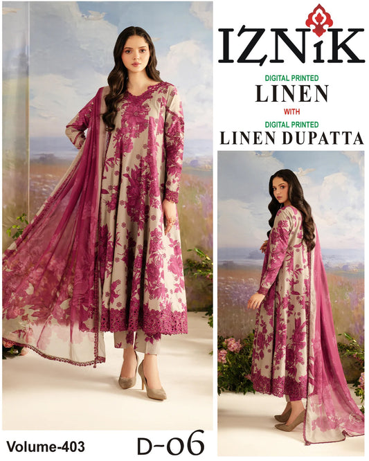 IZNIK LINEN Digital Printed 3PC