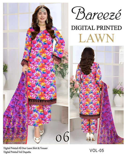 Bareeze Summer Lawn 3PC Suit with Voil Dupatta