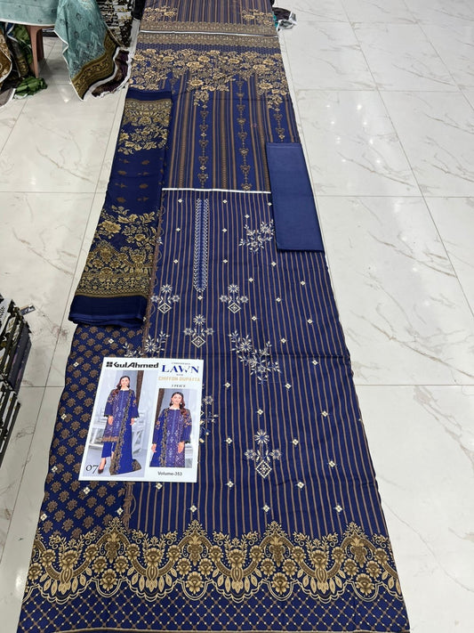 Summer Luxury Lawn – EMB Suit with Chiffon Dupatta
