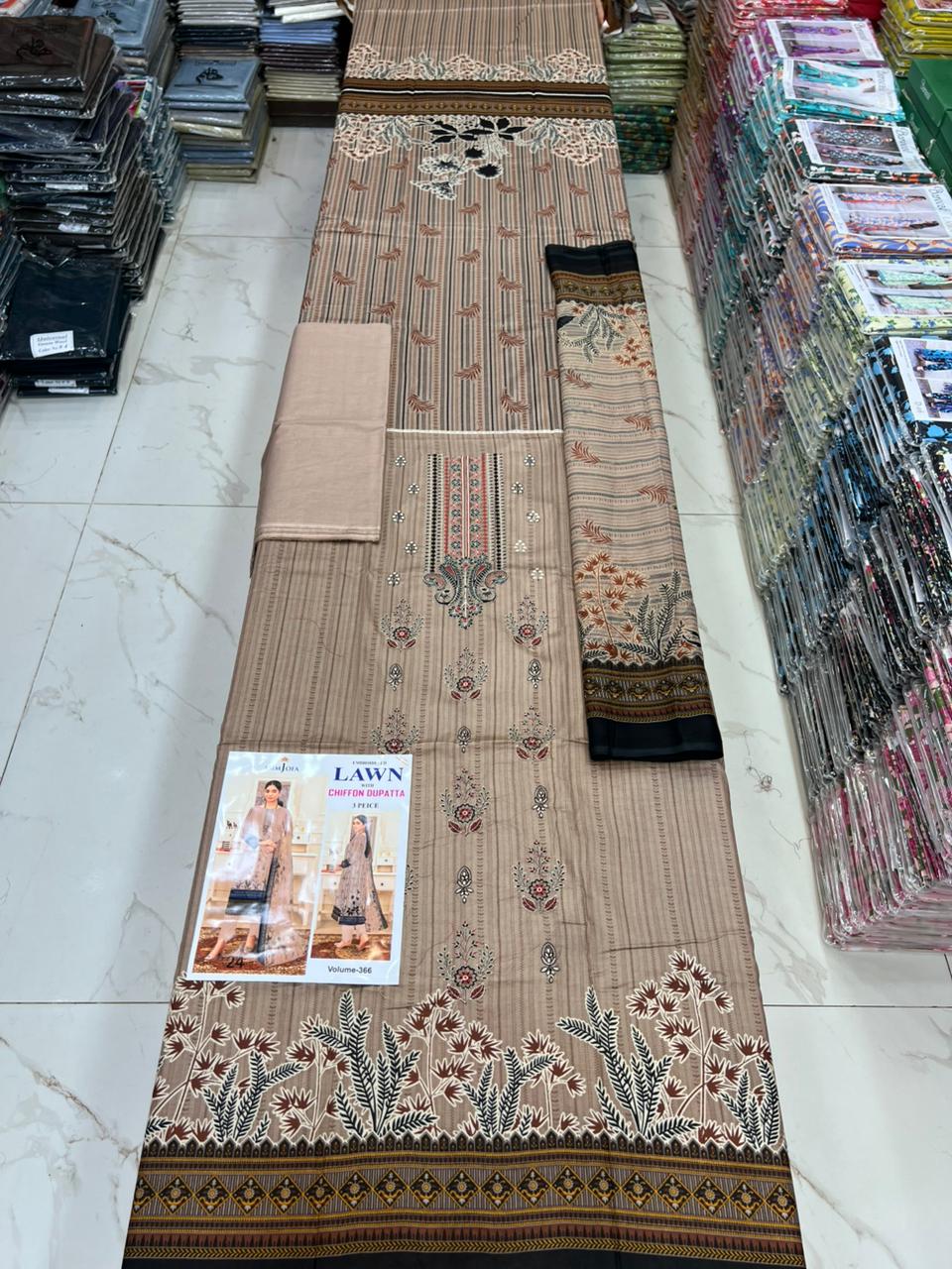 Luxury EMB Lawn 3PC with Chiffon Dupatta – Summer Edition