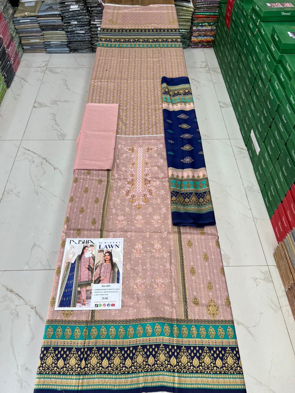 Summer Luxury Lawn – EMB Suit with Chiffon Dupatta