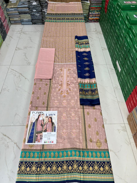 Summer Luxury Lawn – EMB Suit with Chiffon Dupatta