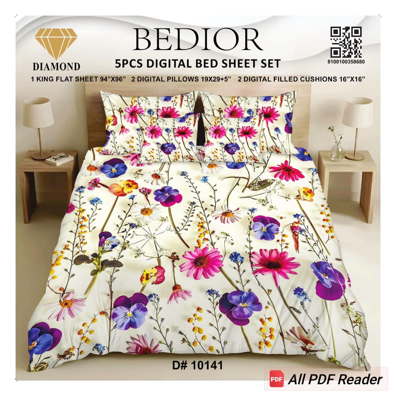 BEDIOR 5PCS DIGITAL BED SHEET SET 10141