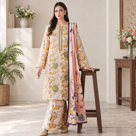 Basic Embroidered Linen collection 3PC