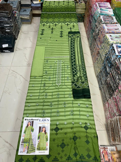 Summer Luxury Lawn – EMB Suit with Chiffon Dupatta