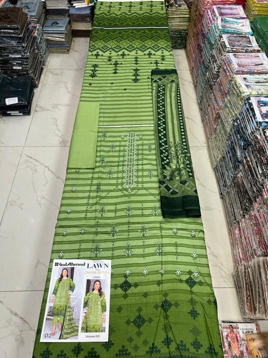 Summer Luxury Lawn – EMB Suit with Chiffon Dupatta