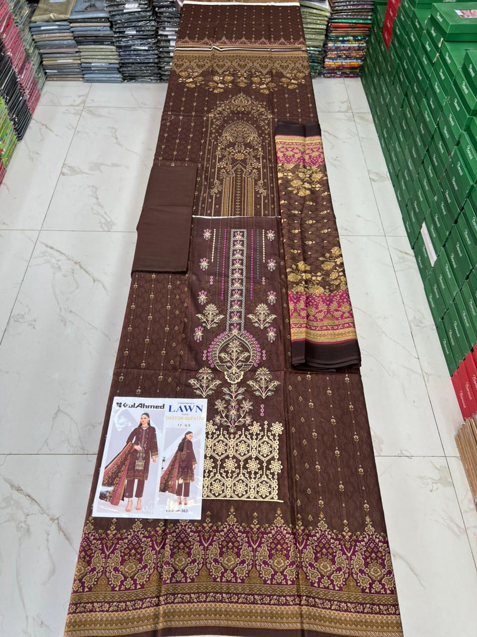 Summer Luxury Lawn – EMB Suit with Chiffon Dupatta