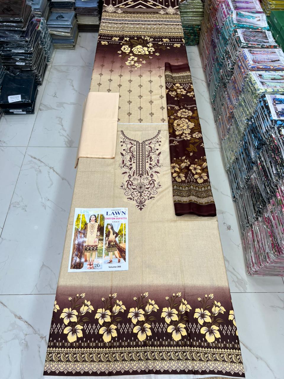 Luxury EMB Lawn 3PC with Chiffon Dupatta – Summer Edition