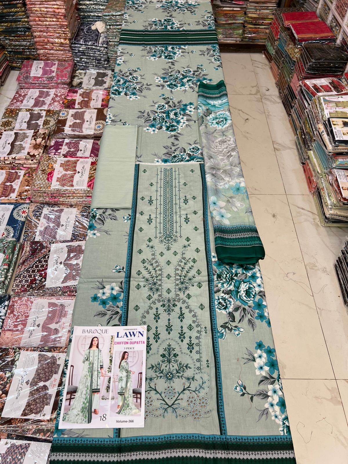 Summer Luxury Lawn – EMB Suit with Chiffon Dupatta