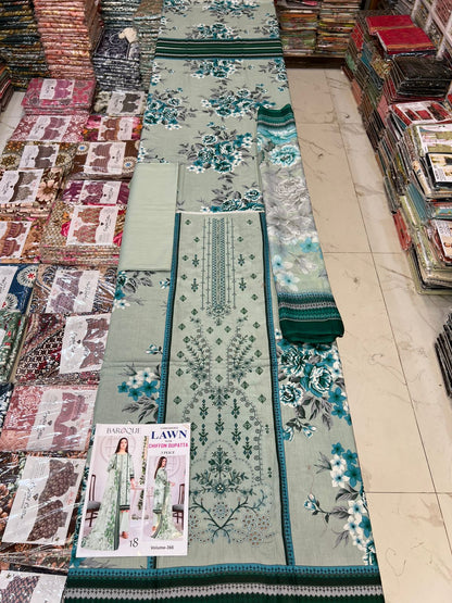 Summer Luxury Lawn – EMB Suit with Chiffon Dupatta