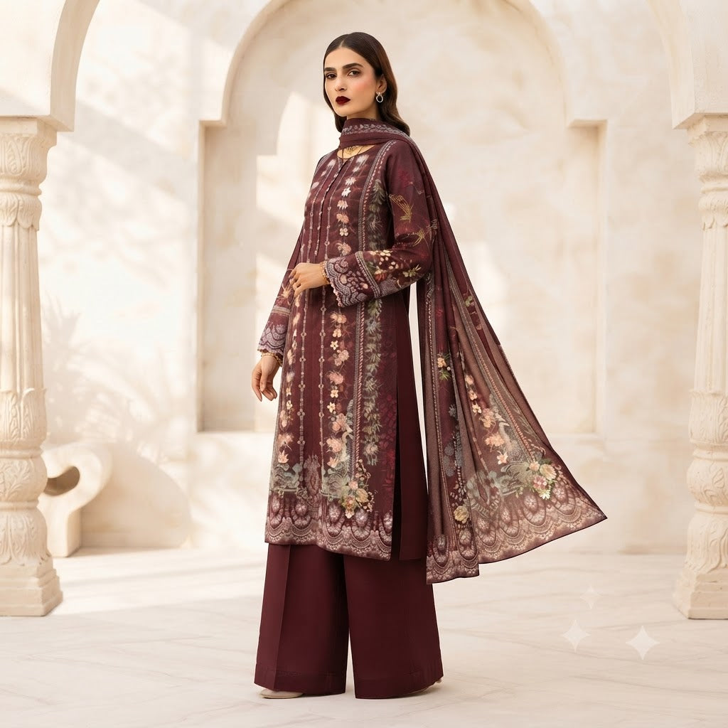 Zarqoon Lawn 3PC – Soft & Elegant Edition
