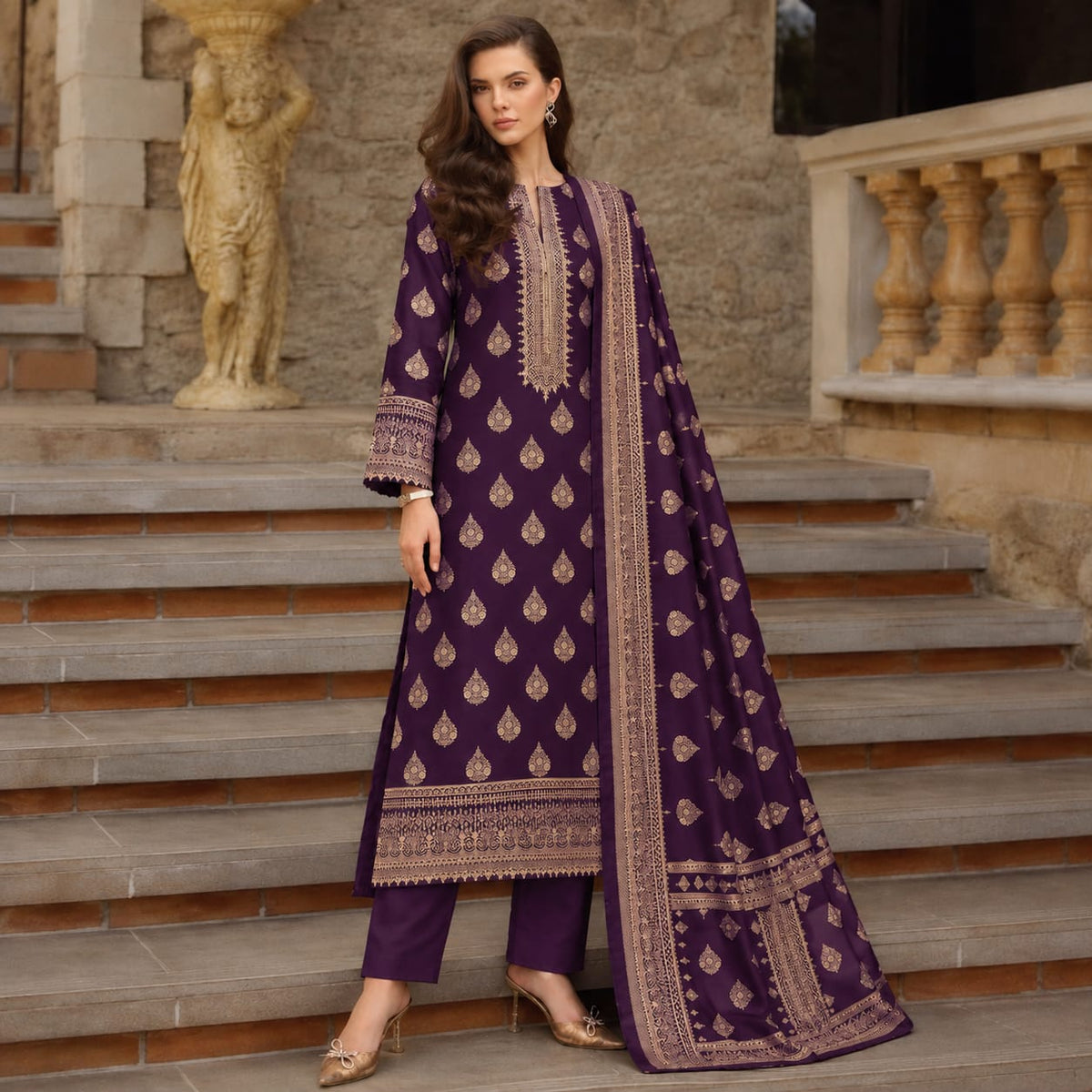 GUL-E-JAAN MARINA WOOL PRINTED 3PC