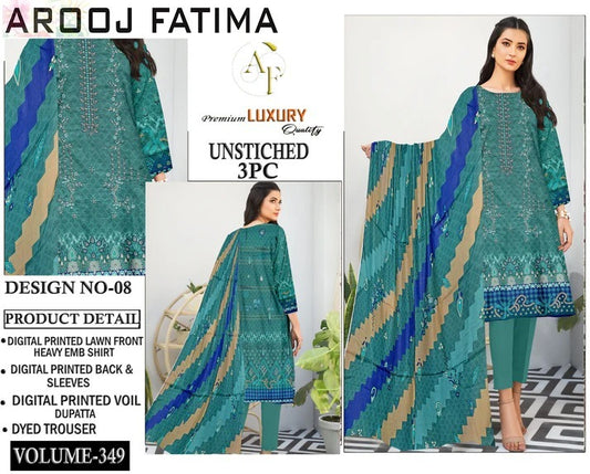 Arooj Fatima Lawn EMB 3PC – Luxury Summer Wear