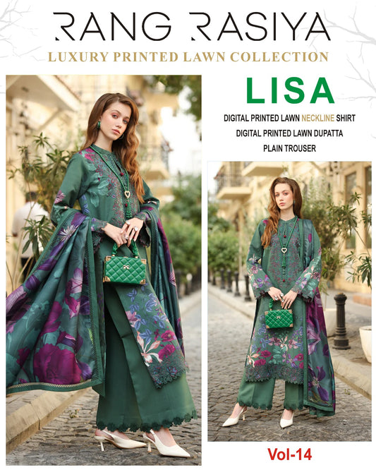 Lisa 3PC Printed Lawn With Lawn Dupatta