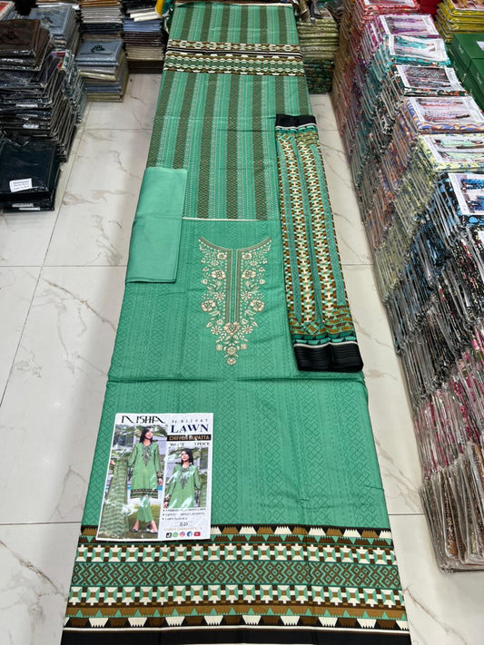 Summer Luxury Lawn – EMB Suit with Chiffon Dupatta
