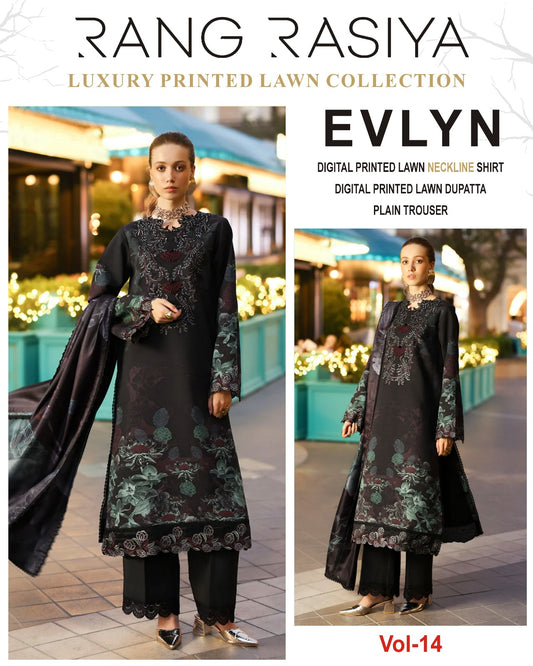 Evlyn 3PC Printed Lawn With Lawn Dupatta