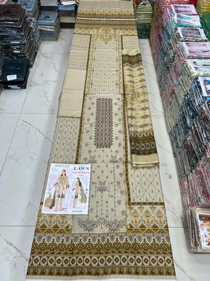 Luxury EMB Lawn 3PC with Chiffon Dupatta – Summer Edition