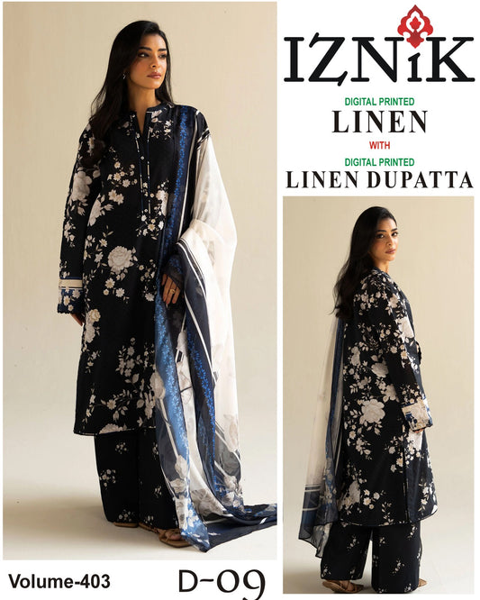 IZNIK LINEN Digital Printed 3PC
