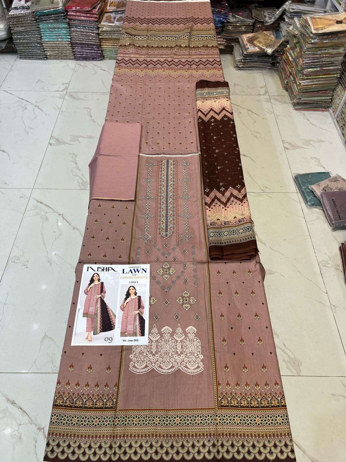 Summer Luxury Lawn – EMB Suit with Chiffon Dupatta