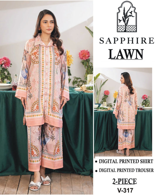 Sapphire Digital Printed Cord Set 2PC