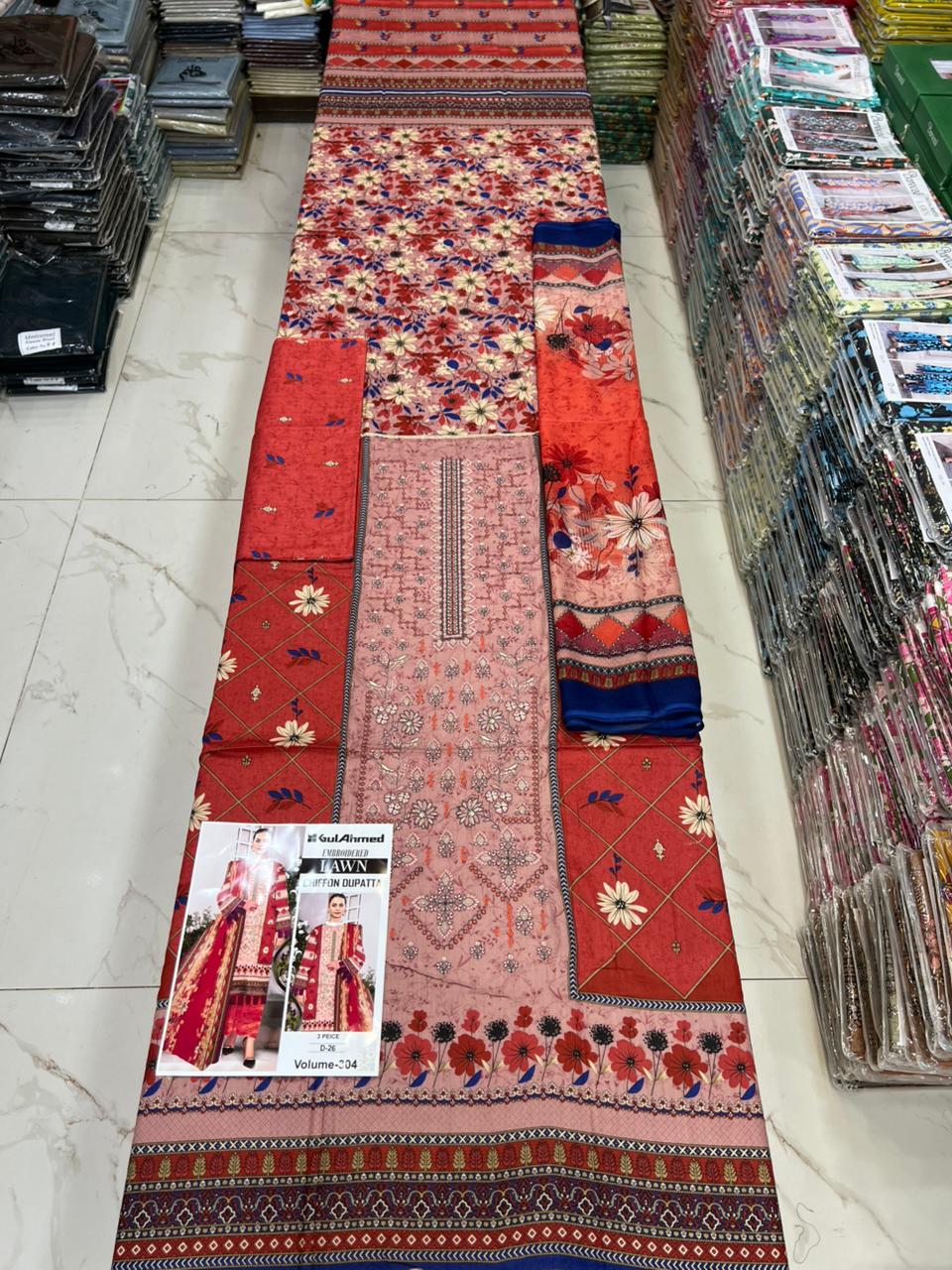 Summer Luxury Lawn – EMB Suit with Chiffon Dupatta