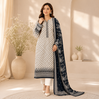 Dastaan 3Pc printed lawn