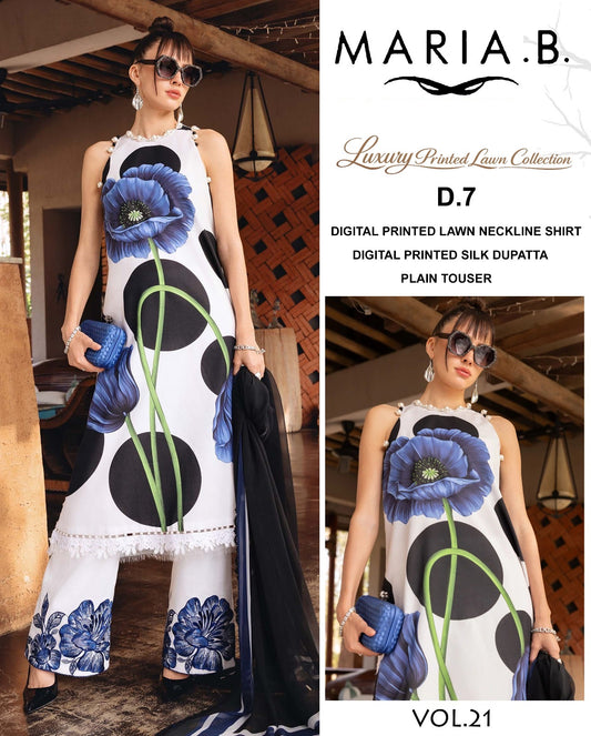 Maria.B Printed Lawn 3PC With Silk Dupatta Article no 7