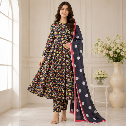 Bareeze Summer Lawn 3PC Suit with Voil Dupatta