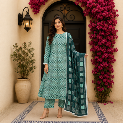Bareeze Summer Lawn 3PC Suit with Voil Dupatta