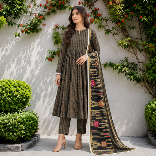 Bareeze Summer Lawn 3PC Suit with Voil Dupatta