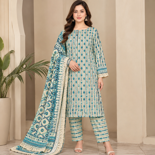Bareeze Lawn 3-Piece with Embroidered Dupatta