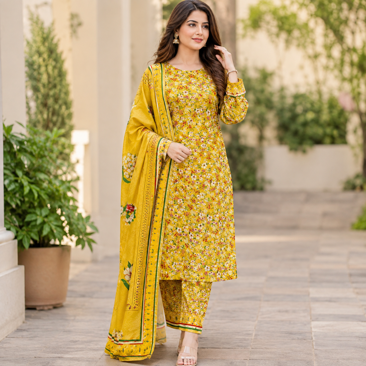 Bareeze Lawn 3-Piece with Embroidered Dupatta